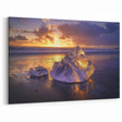 Ocean Beach Canvas Art - Radiant Sunset Glow Seaside Wall Decor