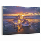 Seaside Wall Decor - Sunset Ice Reflections Ocean Photography Print