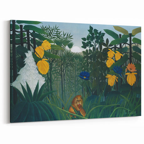 Modern Wall Art - Vibrant Jungle Scene with Lion