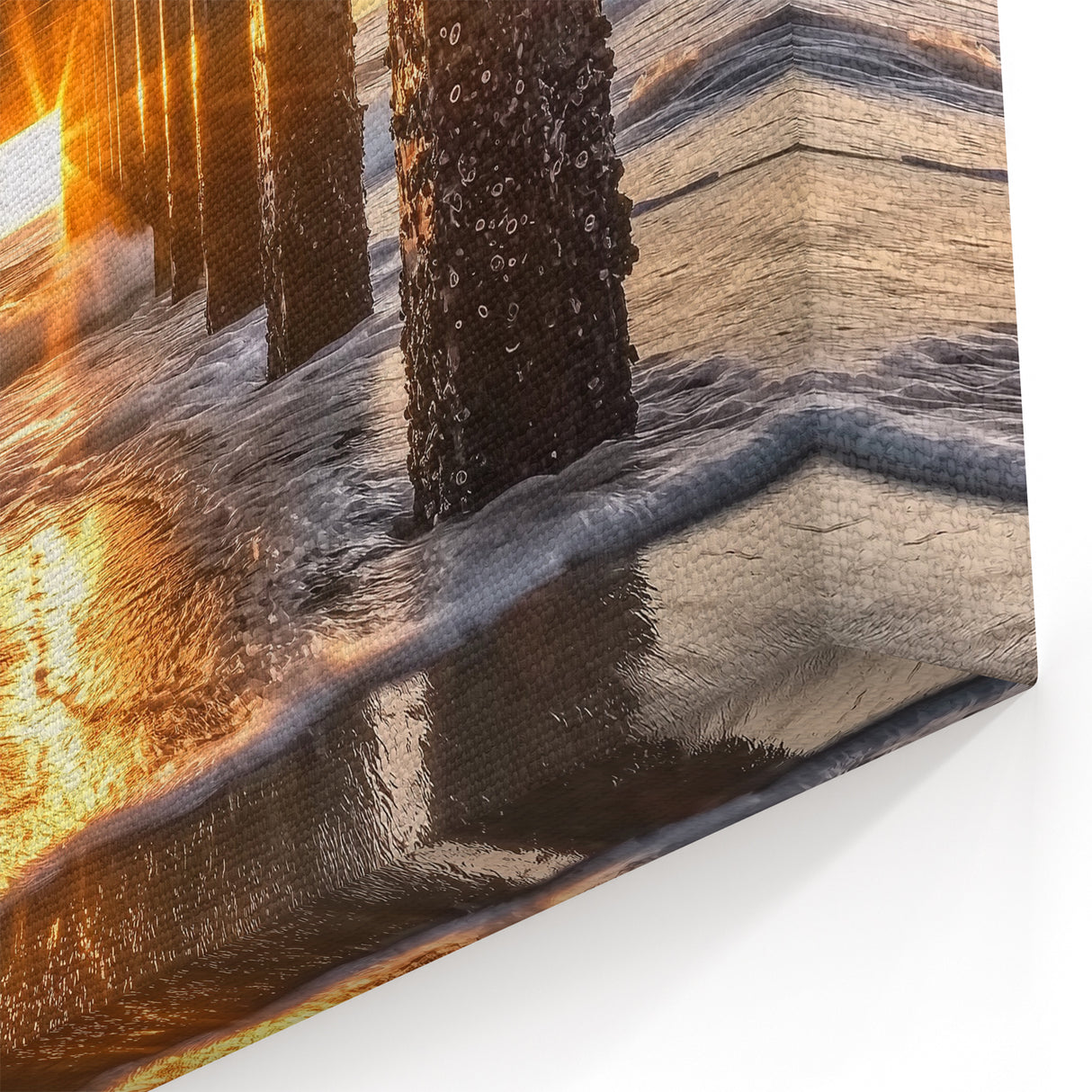 Golden Pier Sunset - Oceanfront Coastal Wall Art for Seaside Decor