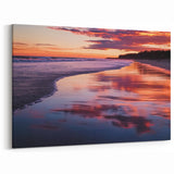 Tropical Sunset Beach Wall Art - Reflective Ocean Coastal Decor