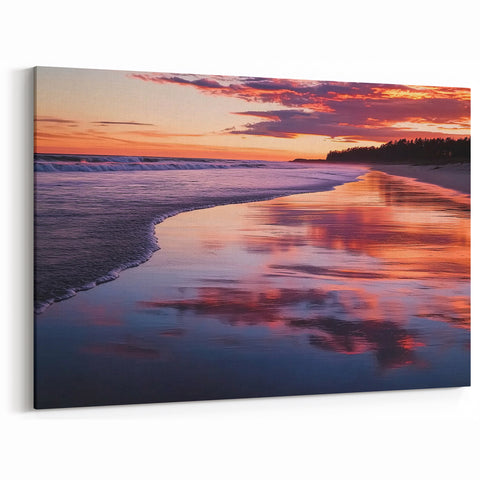 Tropical Sunset Beach Wall Art - Reflective Ocean Coastal Decor