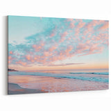 Dreamy Coastal Wall Art - Pastel Beach Sunrise with Serene Ocean Waves