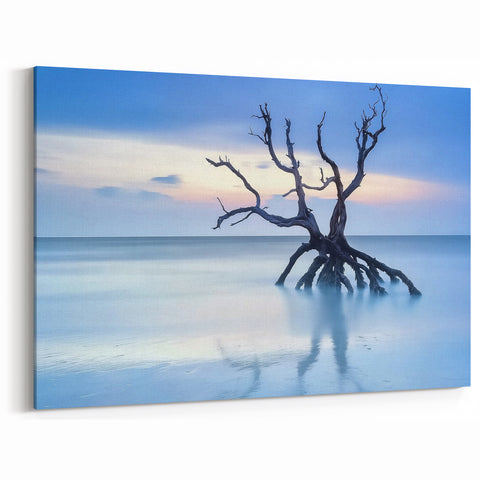Serene Coastal Tree Wall Art - Minimalist Oceanfront Beach Decor