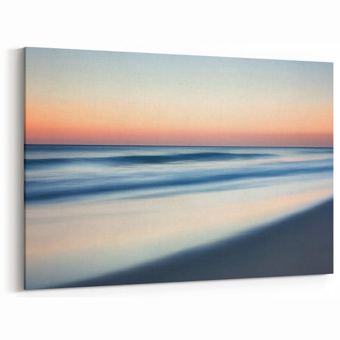 Minimalist Ocean Waves Wall Art - Serene Pastel Beach Landscape
