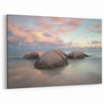 Serene Ocean Rocks Wall Art - Pastel Sky Coastal Beach Decor