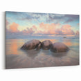 Pastel Coastal Rocks Wall Art - Tranquil Ocean Beach Scene Decor