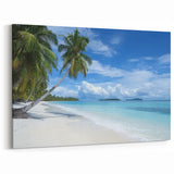 Tropical Paradise Beach Wall Art - Vibrant Ocean and Palm Tree Decor