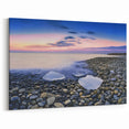 Rocky Beach Sunset Wall Art - Vibrant Coastal Ice and Ocean Decor