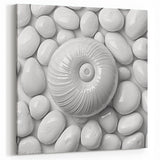Modern Monochrome Wall Art - Spiral Shell and Pebbles Canvas Print