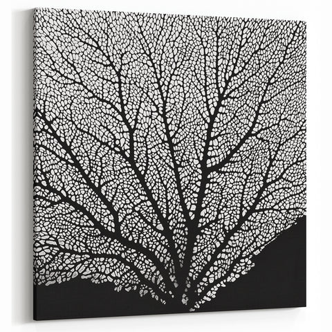 Black and White Wall Art - Nature Inspired Close-Up Branch Pattern