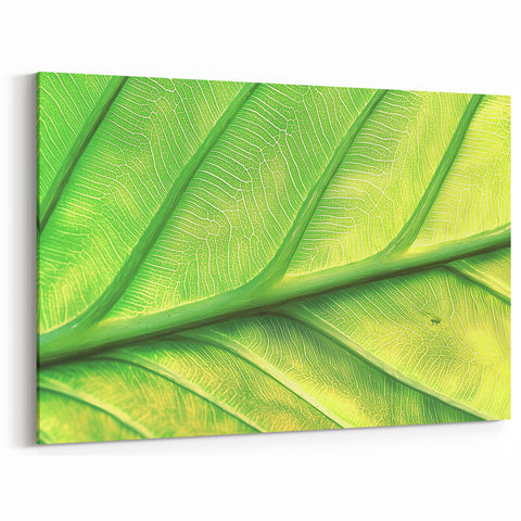 Nature Inspired Wall Art - Close-Up of Bright Green Leaf Veins