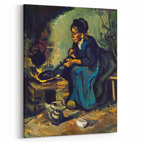 Impressionism Wall Art: Peasant Woman Cooking by Vincent van Gogh Prints