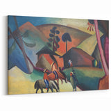 Expressionist Landscape Scene – Vibrant Indians on Horseback Wall Art