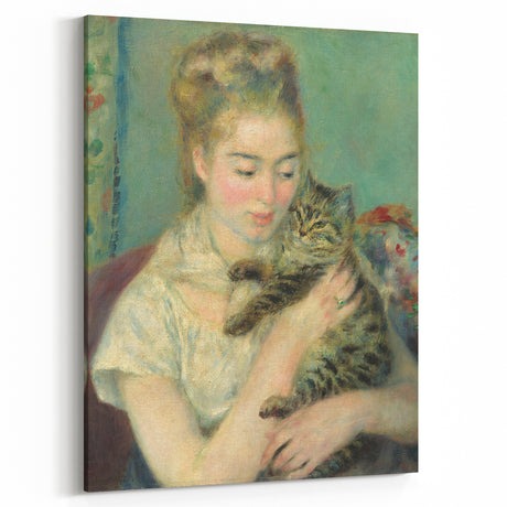 Impressionism Wall Art: Woman with a Cat by Pierre-Auguste Renoir Prints