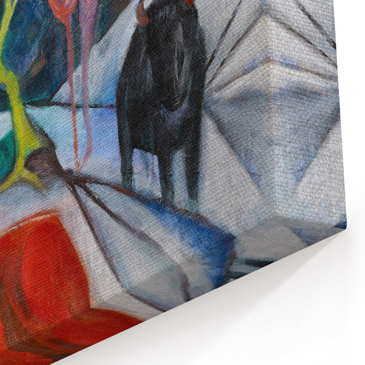 Expressionist Winter Scene – Vibrant Red Bison Abstract Canvas Art