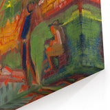 Expressionist Campfire Scene – Bold Abstract By the Campfire Wall Art