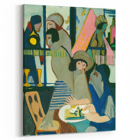 Expressionist Cafe Scene – Vibrant Abstract Cafe Wall Art by Kirchner