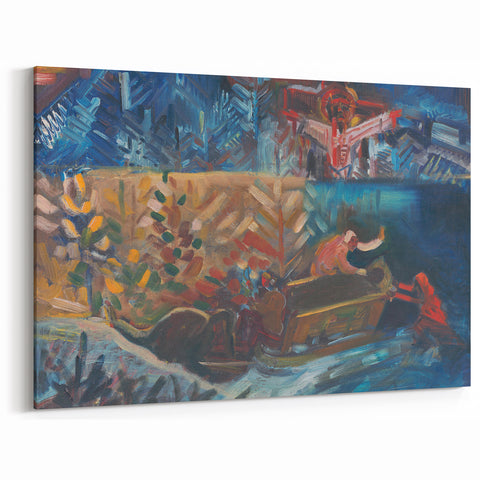 Expressionist Compassion Scene – Carrying the Sick Canvas Wall Art