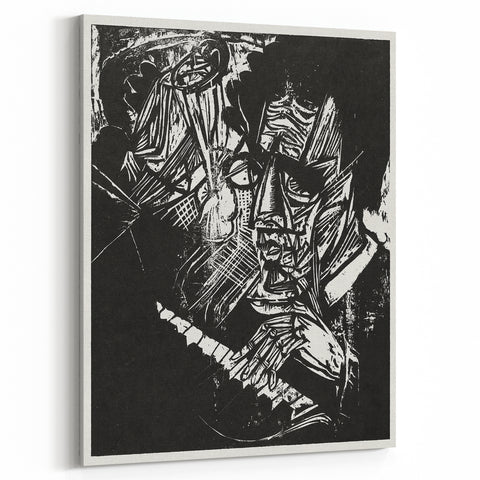 Bold Expressionist Portrait - Abstract Black and White Canvas Print