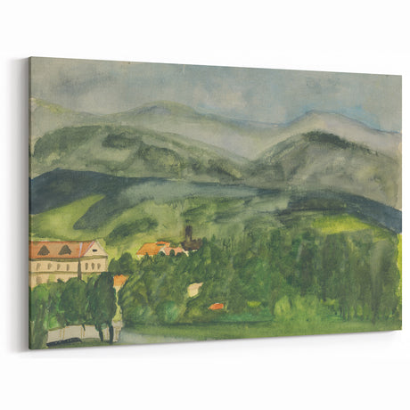Serene Expressionist Landscape - Lush Green Countryside Canvas Print