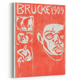 Bold Expressionist Poster - Red and White Brücke 1909 Canvas Print