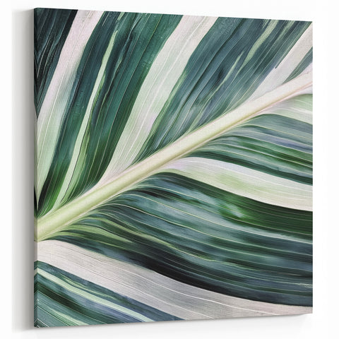 Modern Leaf Wall Art – Green and White Botanical Close-Up