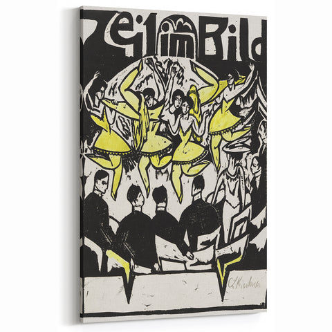 Dynamic Expressionist Dancers - Bold Yellow and Black Canvas Print