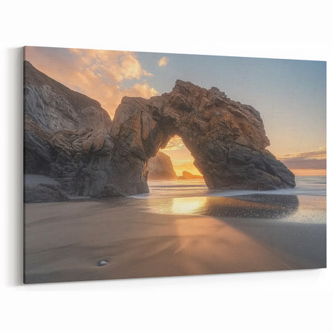 Golden Arch Coastal Wall Art - Majestic Sunset Beach Scene Decor