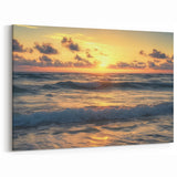 Golden Ocean Sunset Wall Art - Serene Coastal Beach Scene Decor
