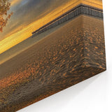 Golden Autumn Tree Wall Art - Sunset Beach Scene with Vibrant Sky