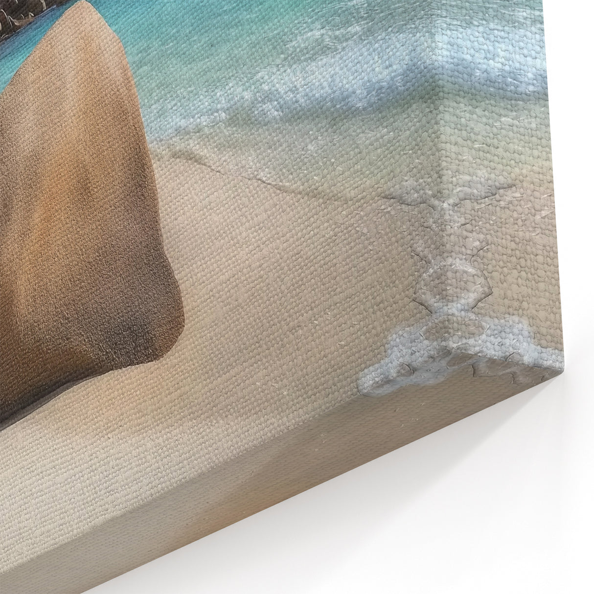 Tropical Rock Beach Wall Art - Serene Ocean Scene with Turquoise Waters