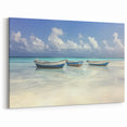 Serene Boat Beach Wall Art - Tranquil Ocean Scene with Reflective Waters