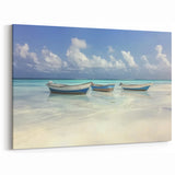 Serene Boat Beach Wall Art - Tranquil Ocean Scene with Reflective Waters