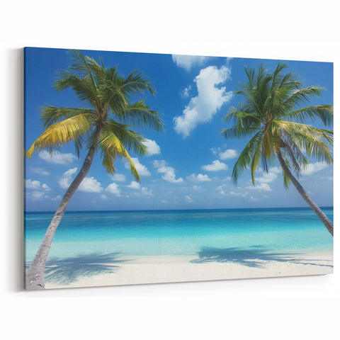 Tropical Paradise Palm Wall Art - Vibrant Ocean and Beach Scene Decor