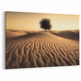 Golden Desert Tree Wall Art - Minimalist Dunes Landscape Decor