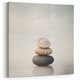 Nature Closeups Canvas Print - Stacked Stones and Shells Wall Art