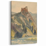 Old Castle Modern Wall Art – Serene Watercolor Landscape