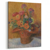 Red Basket of Zinnias Modern Wall Art – Vibrant Floral Masterpiece