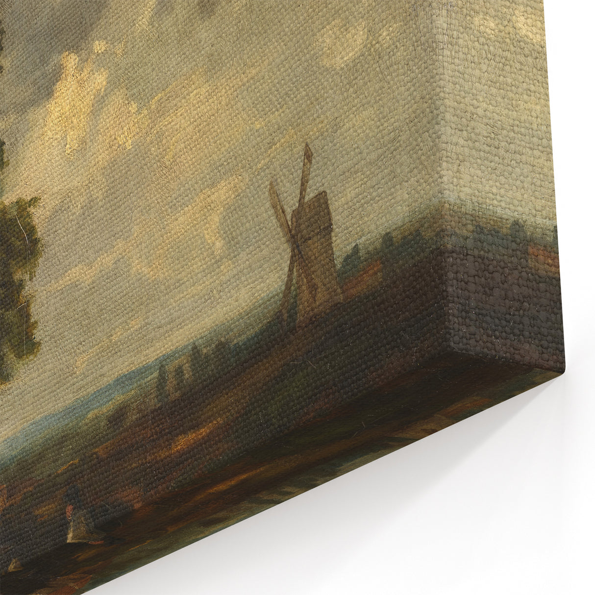 Modern Wall Art: Countryside Scene with Windmill and Tree Landscape