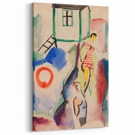Modern Wall Art: Abstract Beach Scene with Vibrant Colors