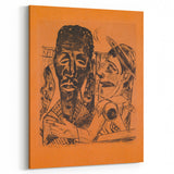 Modern Wall Art: Expressive Portrait on Warm Orange Background