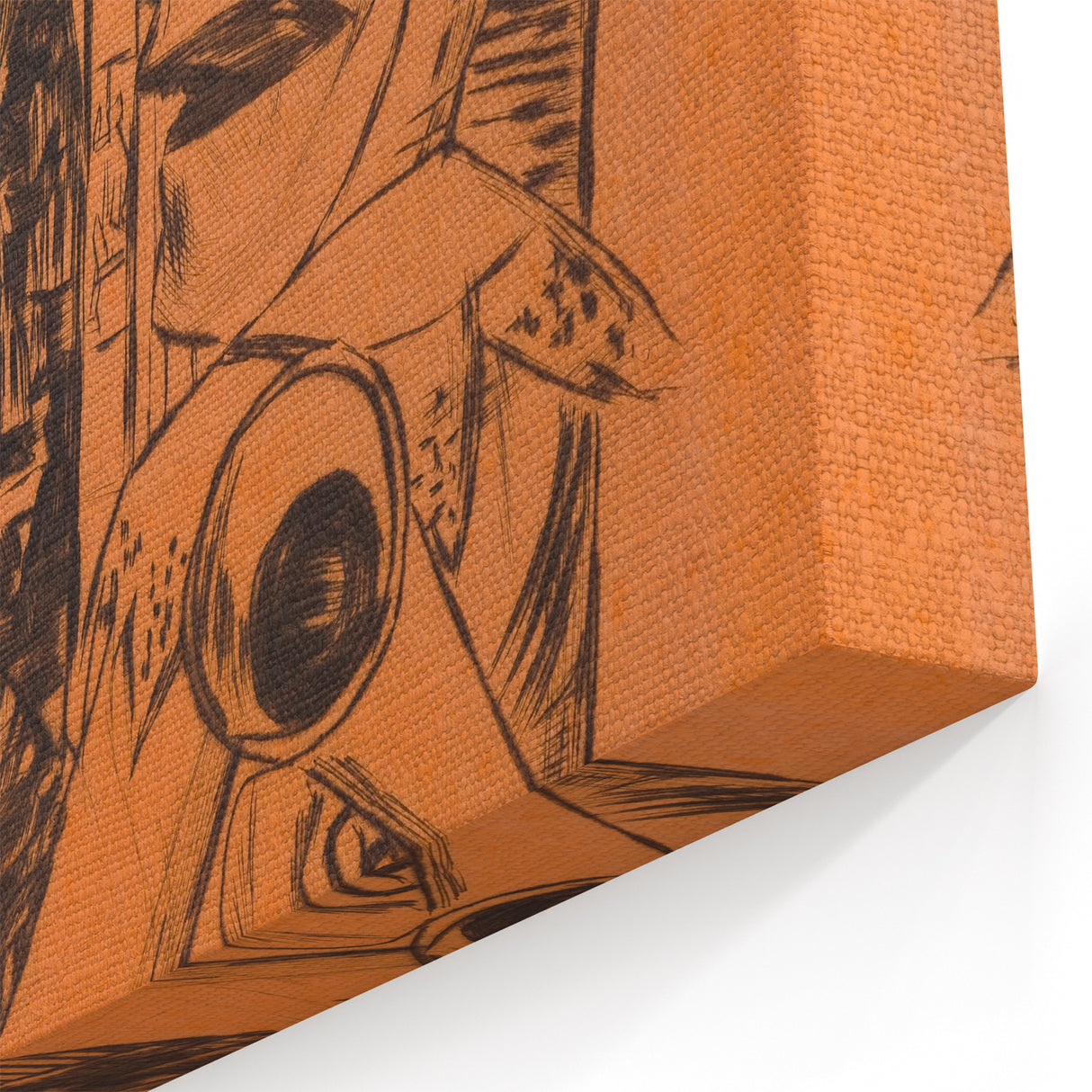 Modern Wall Art: Expressive Portrait on Warm Orange Background