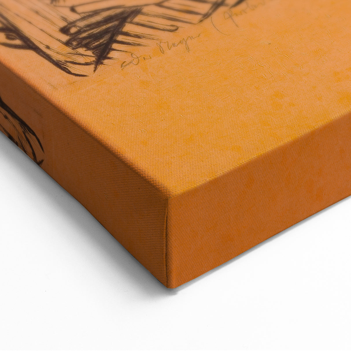 Modern Wall Art: Expressive Portrait on Warm Orange Background