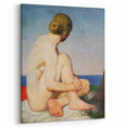 Modern Wall Art: Serene Nude Portrait by the Sea in Soft Tones