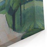Modern Wall Art: Serene Countryside Landscape in Green and Blue