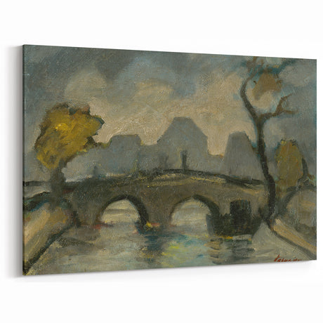 Modern Wall Art: Atmospheric Bridge Scene in Muted Gray Tones