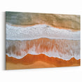 Golden Shoreline Waves Wall Art - Aerial Beach and Ocean Scene Decor