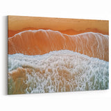 Golden Shoreline Aerial Wall Art - Vibrant Ocean Waves Beach Decor