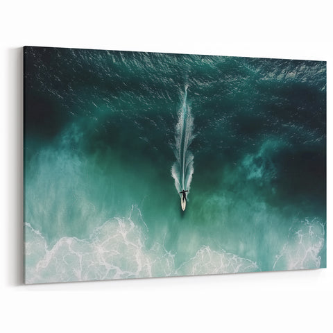 Aerial Surfer Wave Wall Art - Dynamic Coastal Adventure Scene Decor